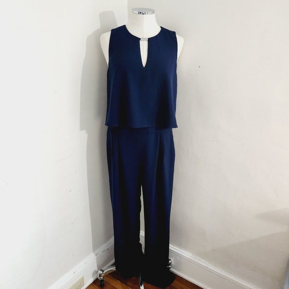 Vince Camuto Pants - Vince Camuto Navy Blue Sleeveless Jumpsuit Women's Size 10